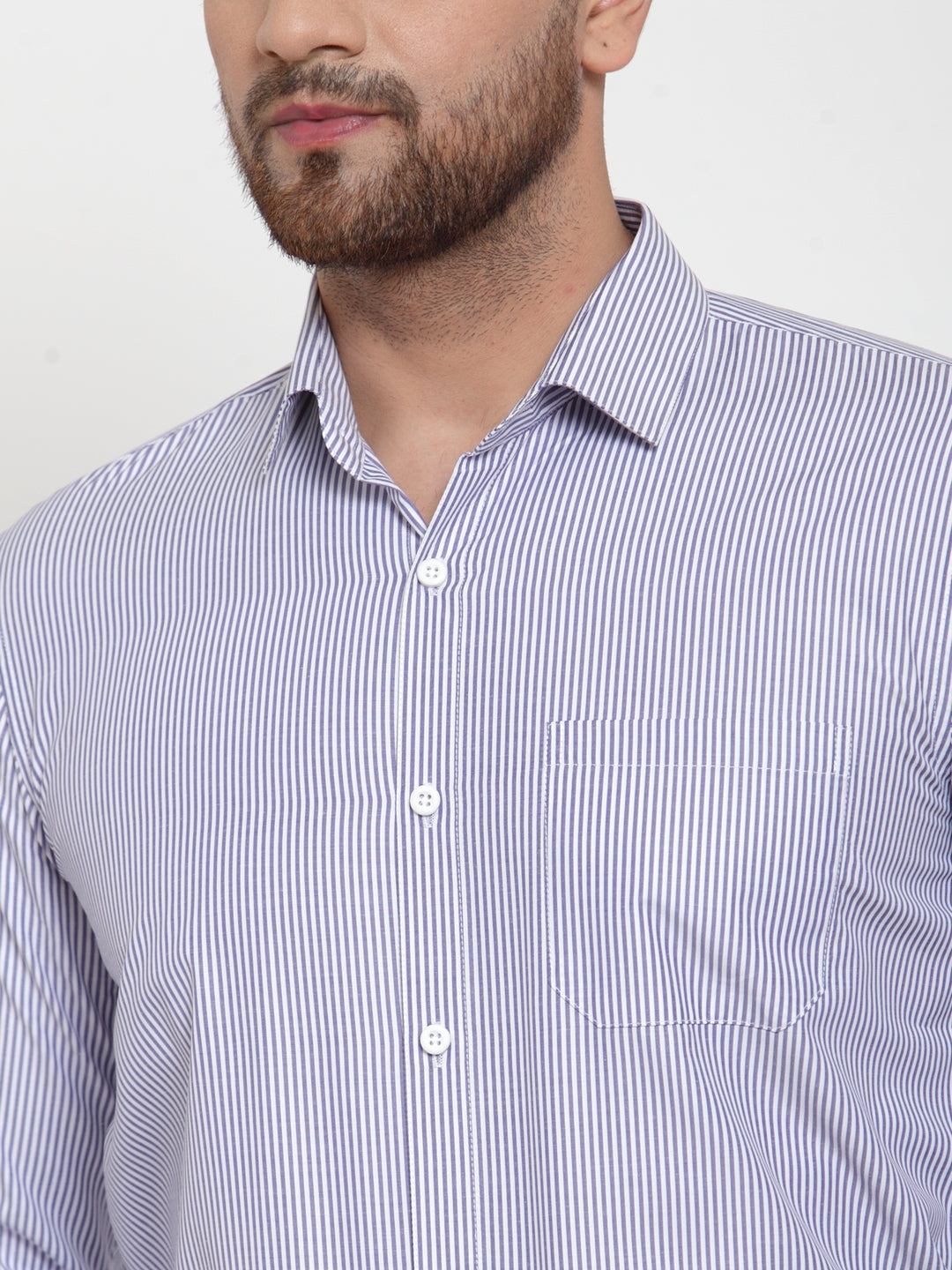 Jainish Blue Men's Cotton Striped Formal Shirt's ( SF 759Blue ) - Distacart