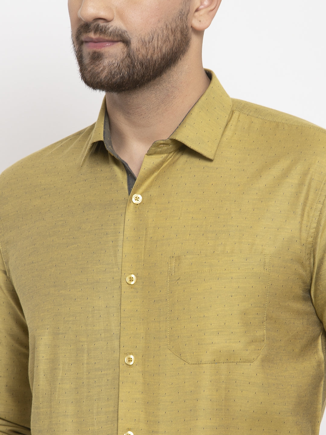 Jainish Olive Men's Cotton Polka Dots Formal Shirt's ( SF 761Olive ) - Distacart