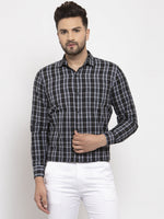 Thumbnail for Jainish Black Men's Cotton Checked Formal Shirt's ( SF 764Black ) - Distacart