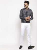Thumbnail for Jainish Black Men's Cotton Checked Formal Shirt's ( SF 764Black ) - Distacart