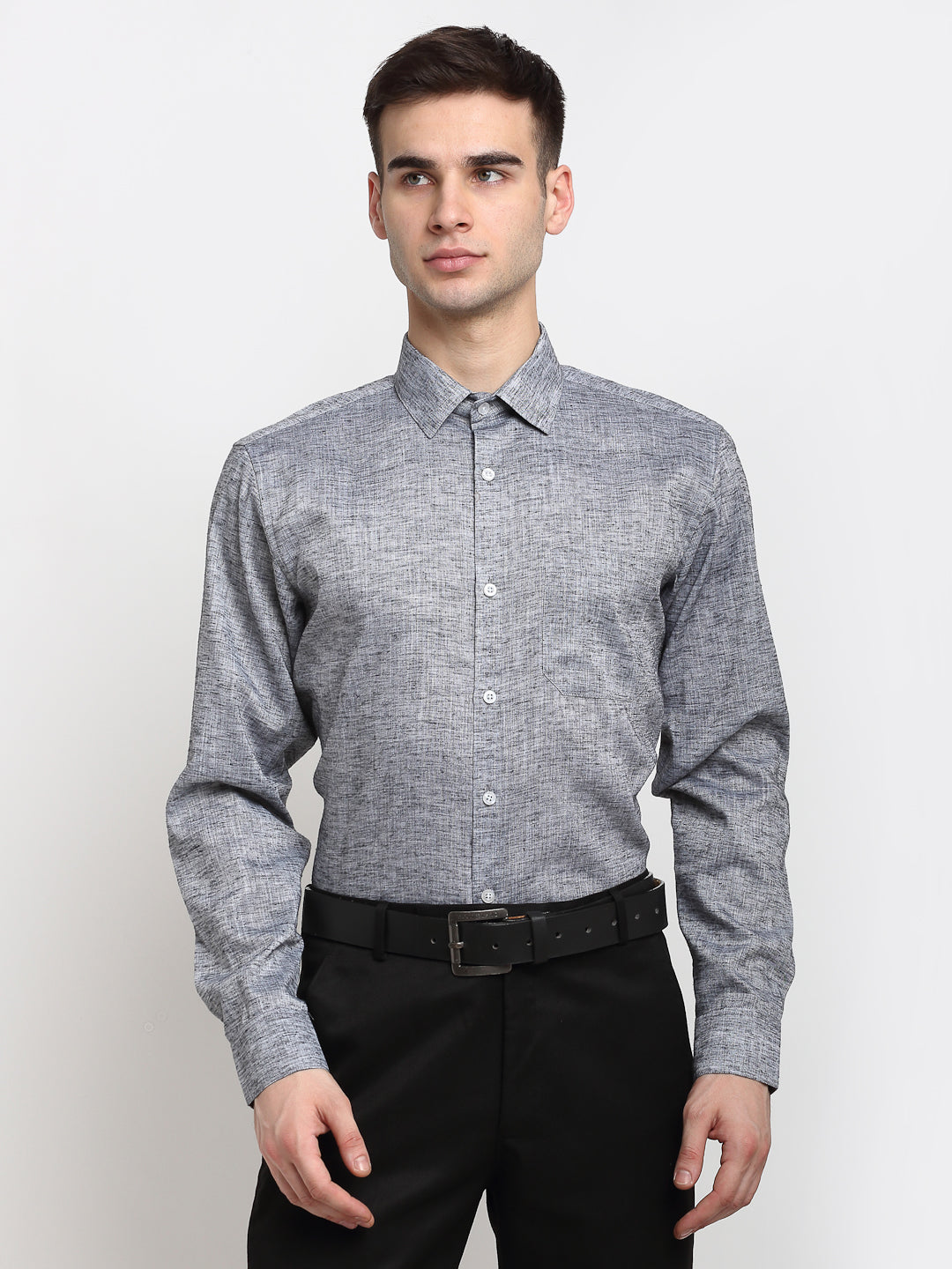 Jainish Grey Men's Solid Cotton Formal Shirt ( SF 782Grey ) - Distacart