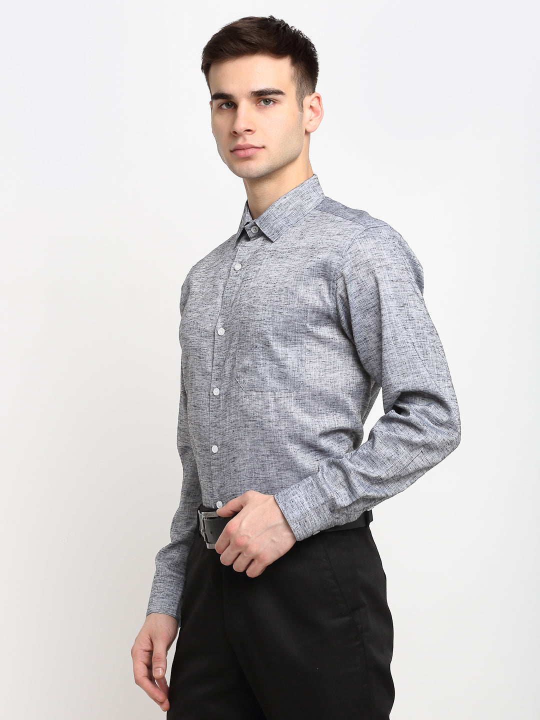 Jainish Grey Men's Solid Cotton Formal Shirt ( SF 782Grey ) - Distacart