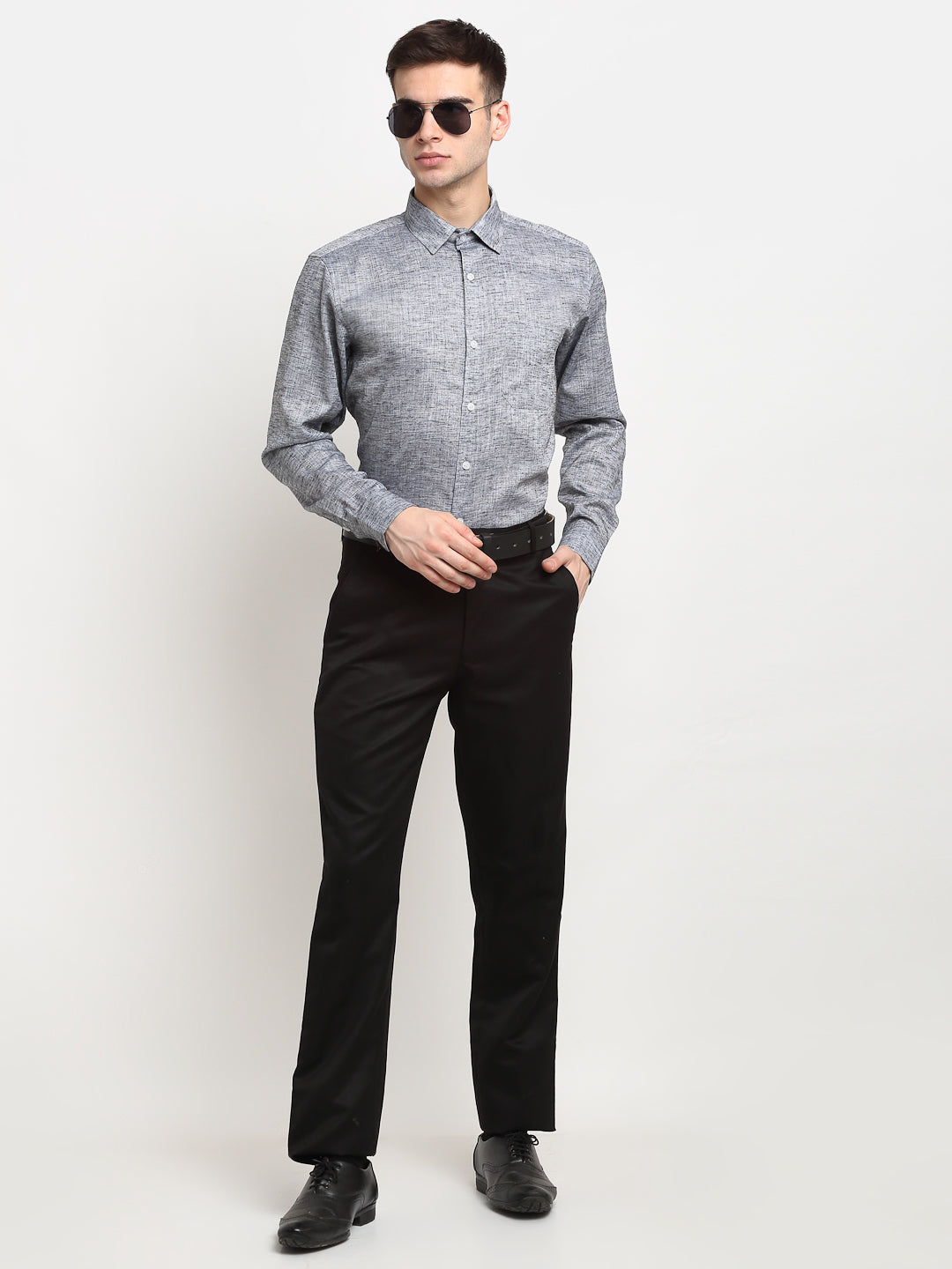 Jainish Grey Men's Solid Cotton Formal Shirt ( SF 782Grey ) - Distacart