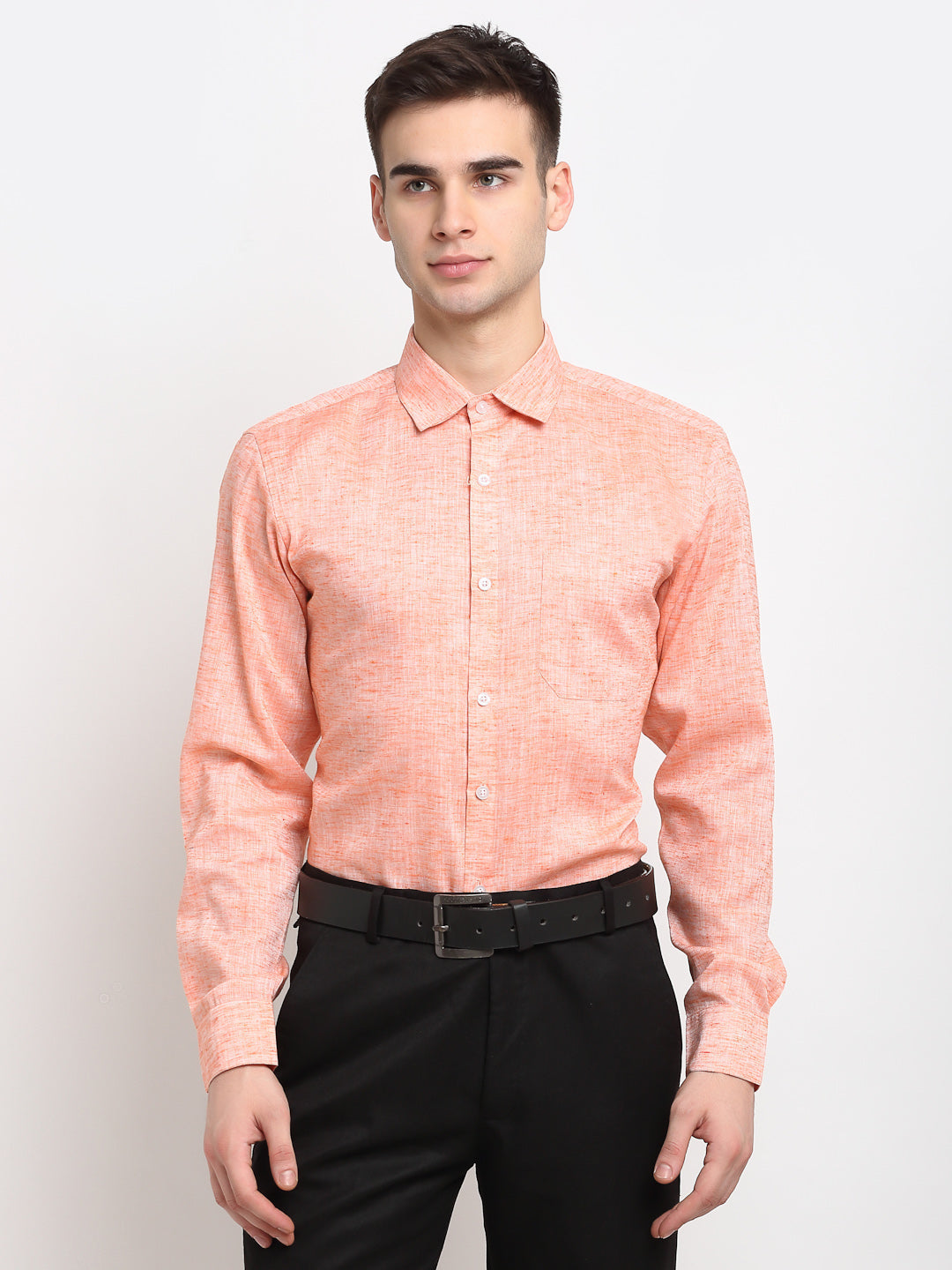 Jainish Orange Men's Solid Cotton Formal Shirt ( SF 782Orange ) - Distacart
