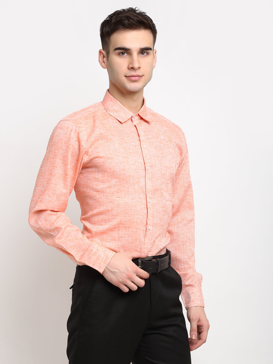 Jainish Orange Men's Solid Cotton Formal Shirt ( SF 782Orange ) - Distacart