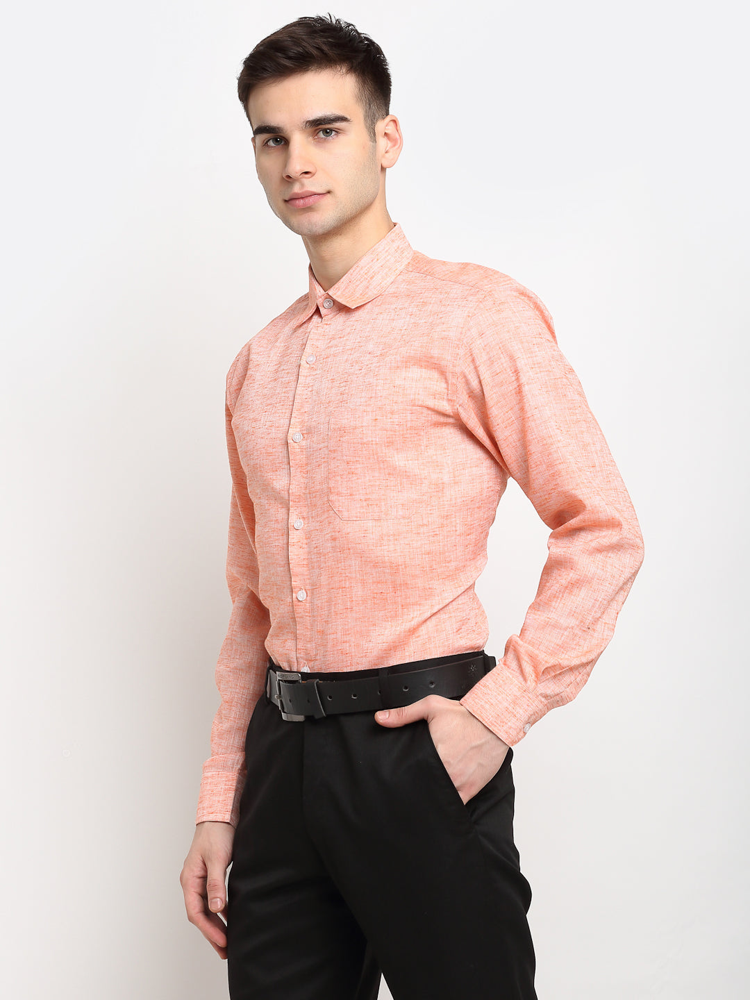 Jainish Orange Men's Solid Cotton Formal Shirt ( SF 782Orange ) - Distacart