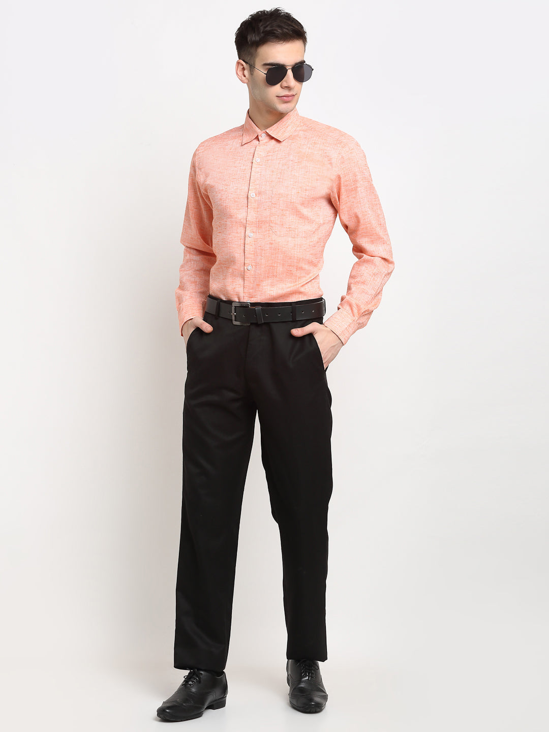 Jainish Orange Men's Solid Cotton Formal Shirt ( SF 782Orange ) - Distacart