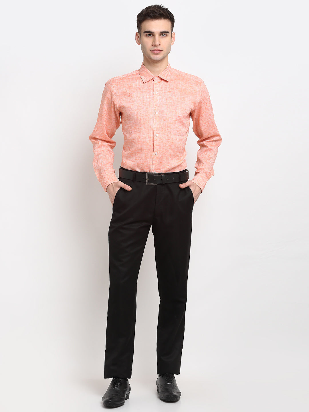 Jainish Orange Men's Solid Cotton Formal Shirt ( SF 782Orange ) - Distacart