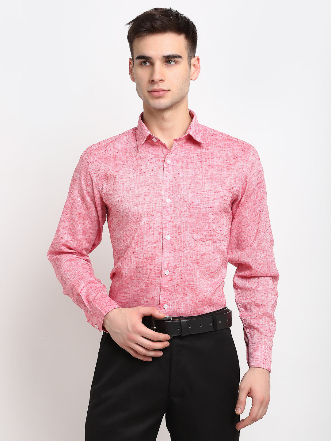 Jainish Red Men's Solid Cotton Formal Shirt ( SF 782Red ) - Distacart
