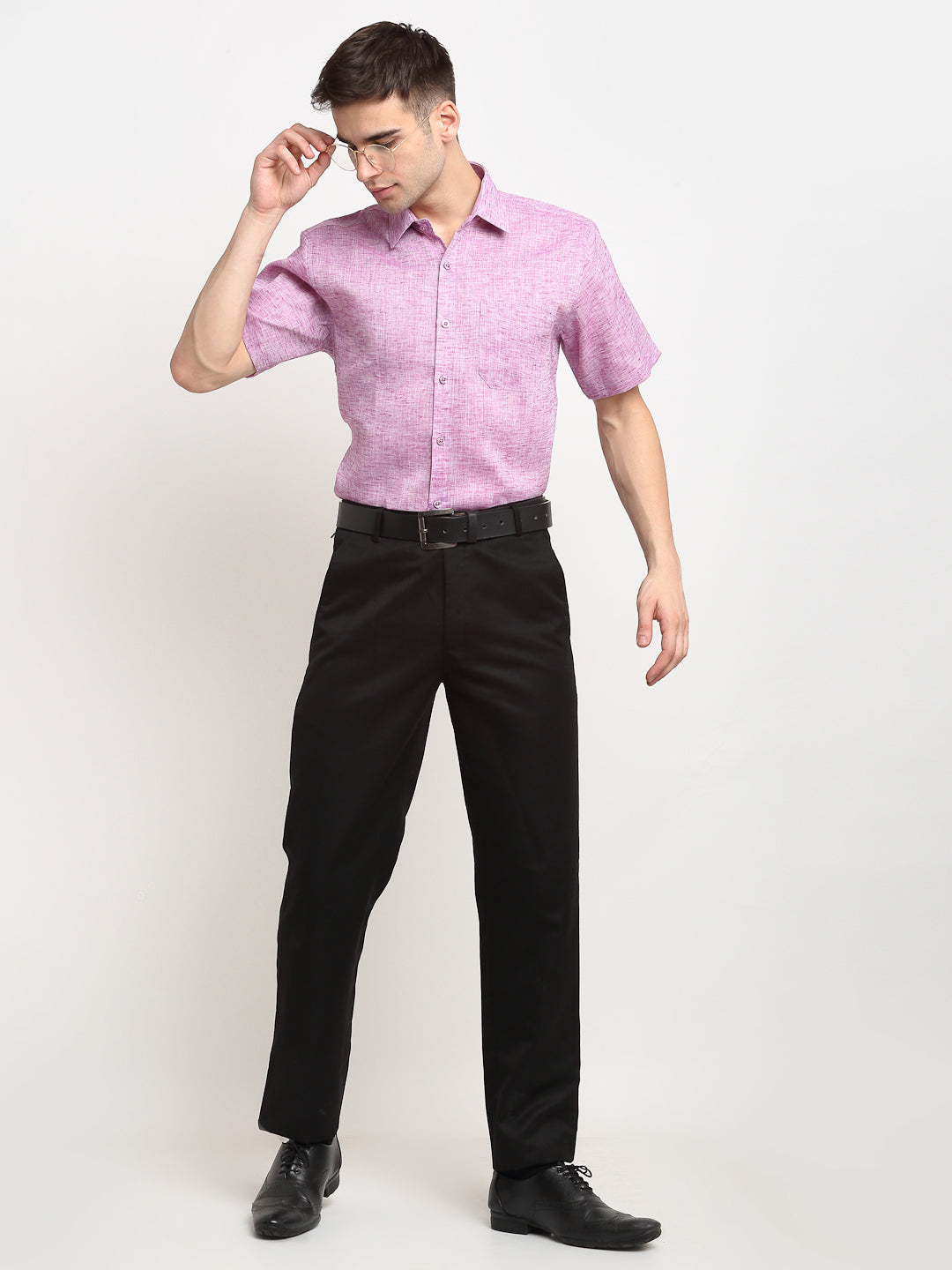 Jainish Purple Men's Solid Cotton Half Sleeves Formal Shirt ( SF 783Purple ) - Distacart