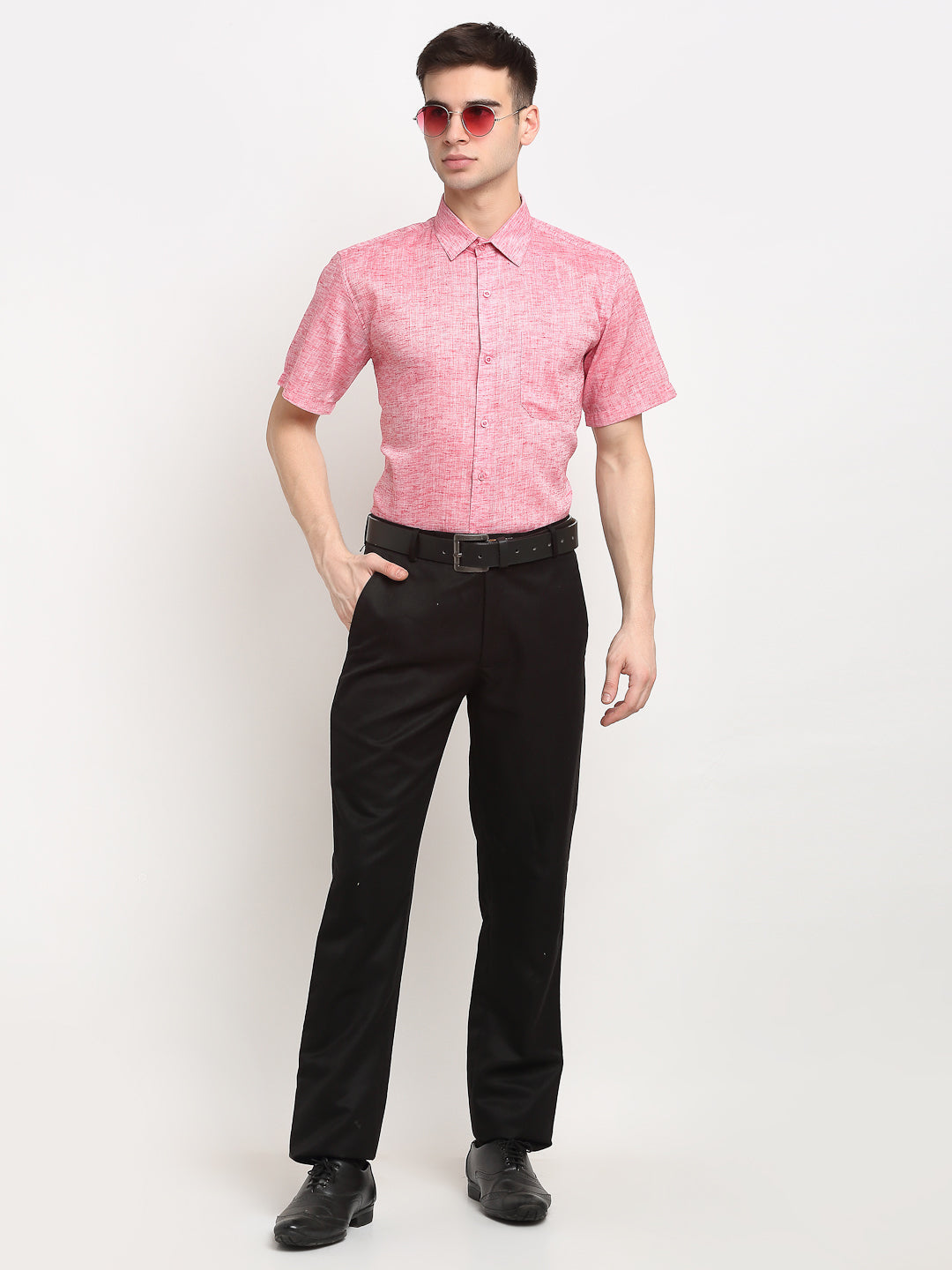 Jainish Red Men's Solid Cotton Half Sleeves Formal Shirt ( SF 783Red ) - Distacart