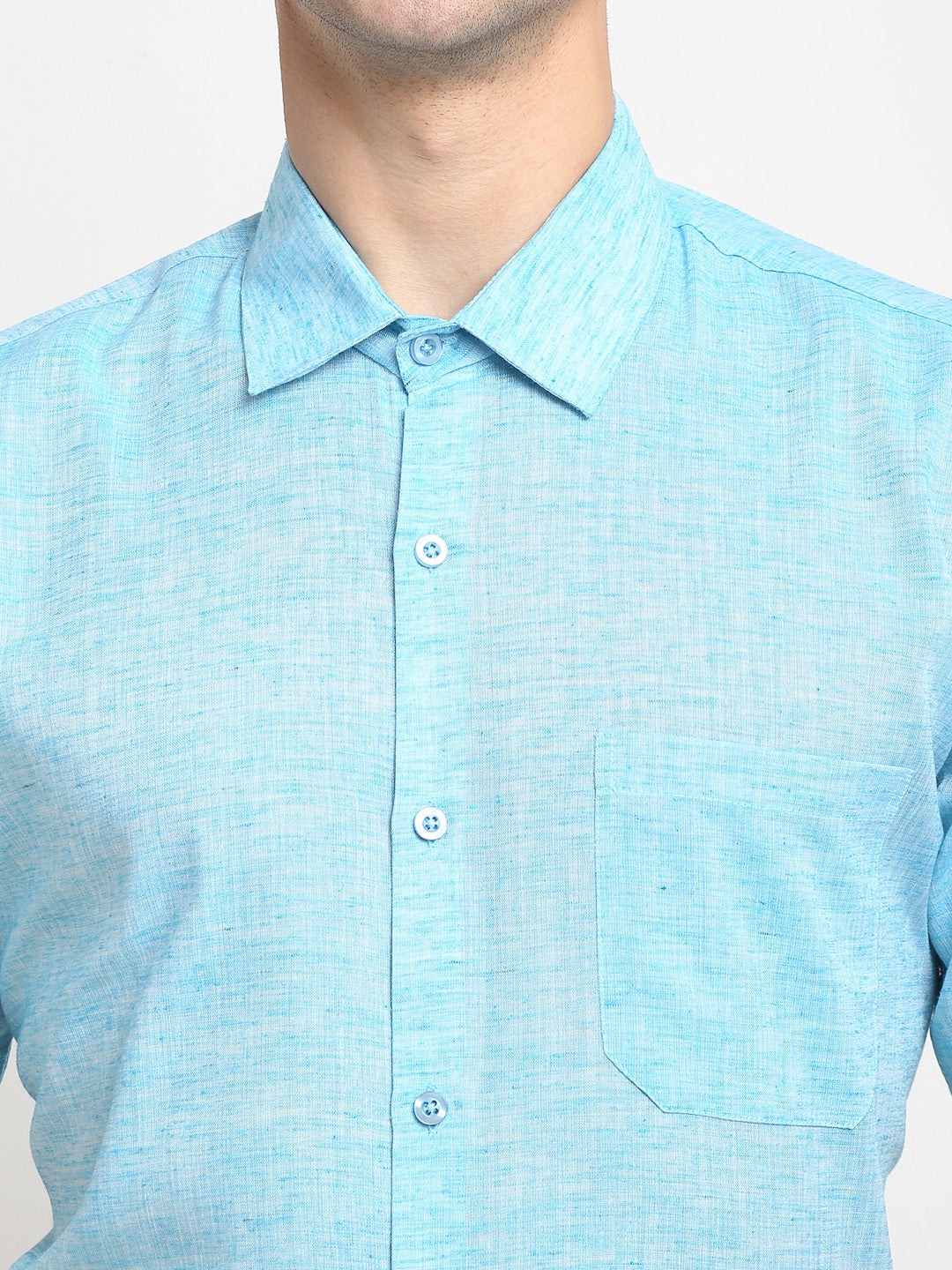 Jainish Blue Men's Solid Cotton Half Sleeves Formal Shirt ( SF 783Sky ) - Distacart