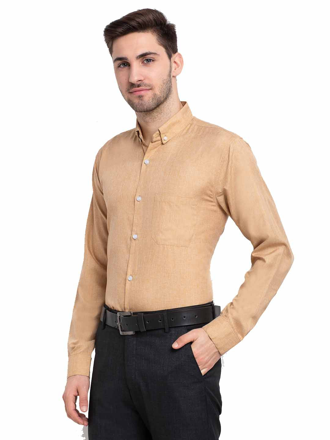 Jainish Beige Men's Button Down Collar Cotton Formal Shirt ( SF 785Beige ) - Distacart