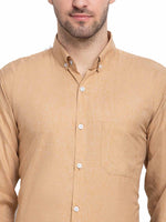 Thumbnail for Jainish Beige Men's Button Down Collar Cotton Formal Shirt ( SF 785Beige ) - Distacart