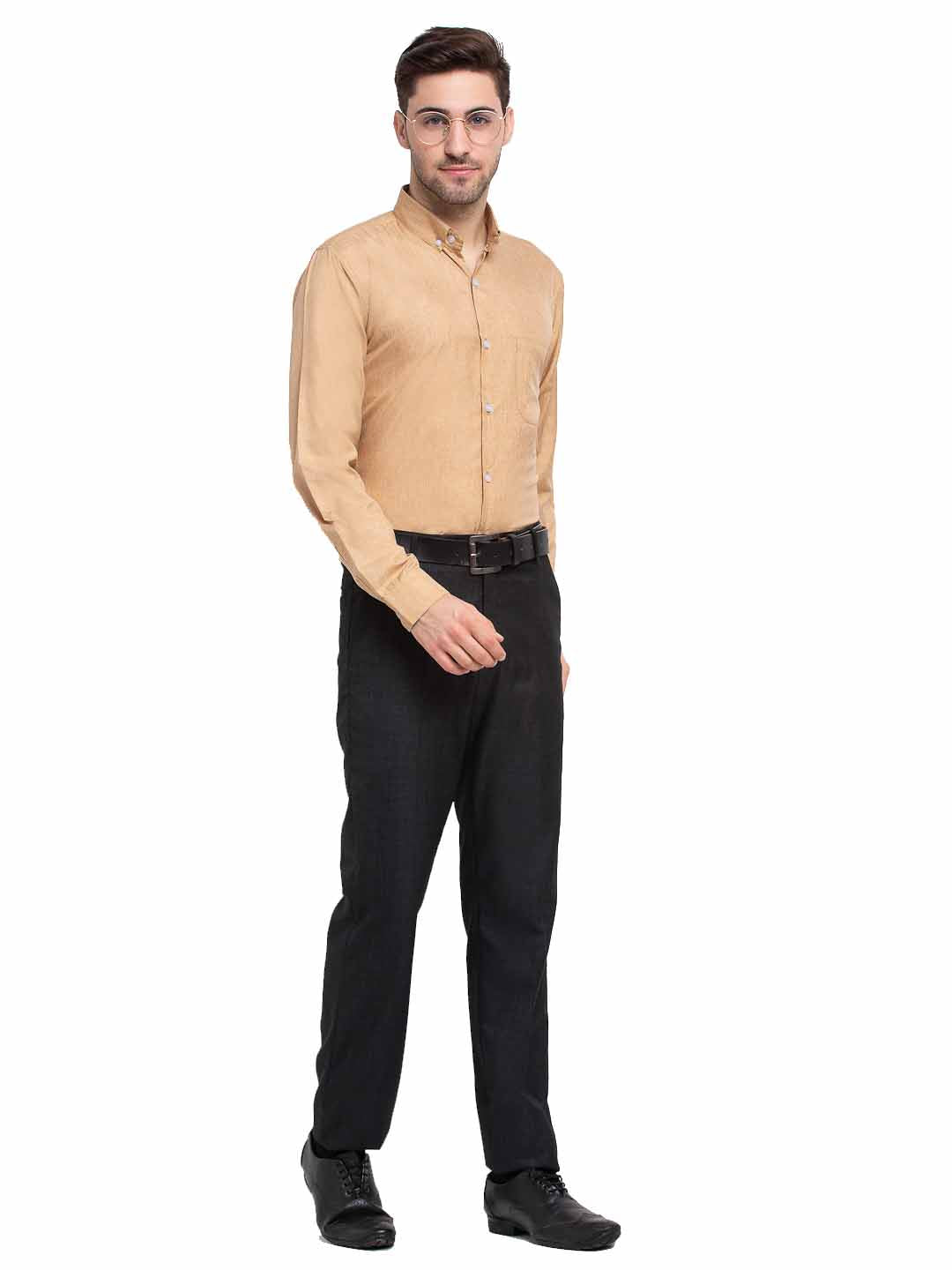 Jainish Beige Men's Button Down Collar Cotton Formal Shirt ( SF 785Beige ) - Distacart