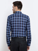 Thumbnail for Jainish Blue Men's Checked Cotton Formal Shirt ( SF 786Blue ) - Distacart