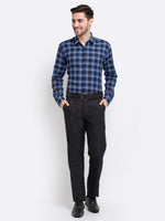 Thumbnail for Jainish Blue Men's Checked Cotton Formal Shirt ( SF 786Blue ) - Distacart
