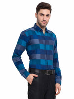 Thumbnail for Jainish Blue Men's Checked Cotton Formal Shirt ( SF 787Blue ) - Distacart