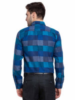 Thumbnail for Jainish Blue Men's Checked Cotton Formal Shirt ( SF 787Blue ) - Distacart