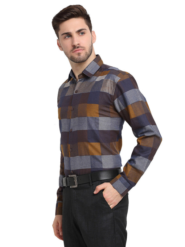 Jainish Multicolor Men's Checked Cotton Formal Shirt ( SF 787Multi ) - Distacart