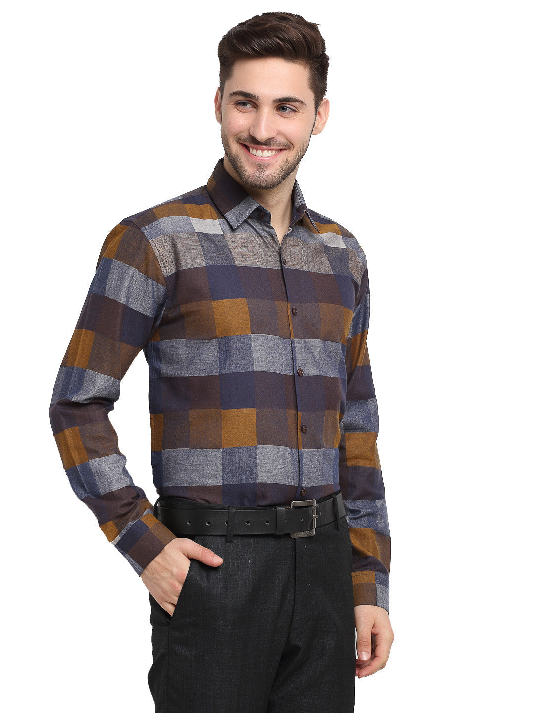 Jainish Multicolor Men's Checked Cotton Formal Shirt ( SF 787Multi ) - Distacart