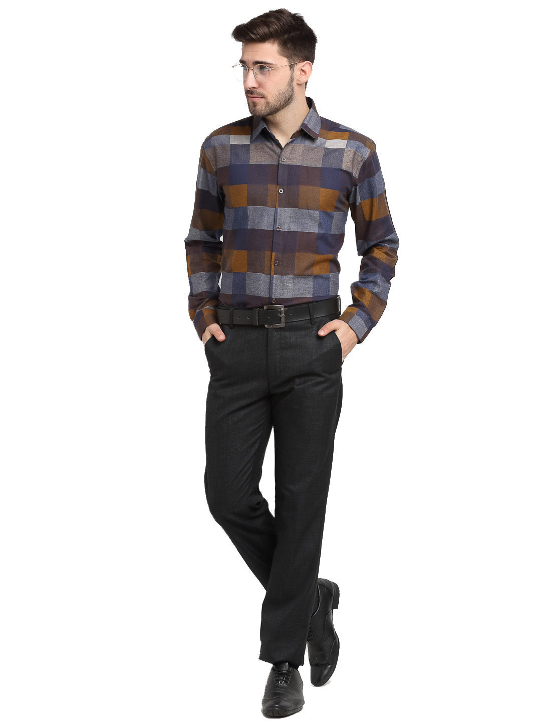 Jainish Multicolor Men's Checked Cotton Formal Shirt ( SF 787Multi ) - Distacart