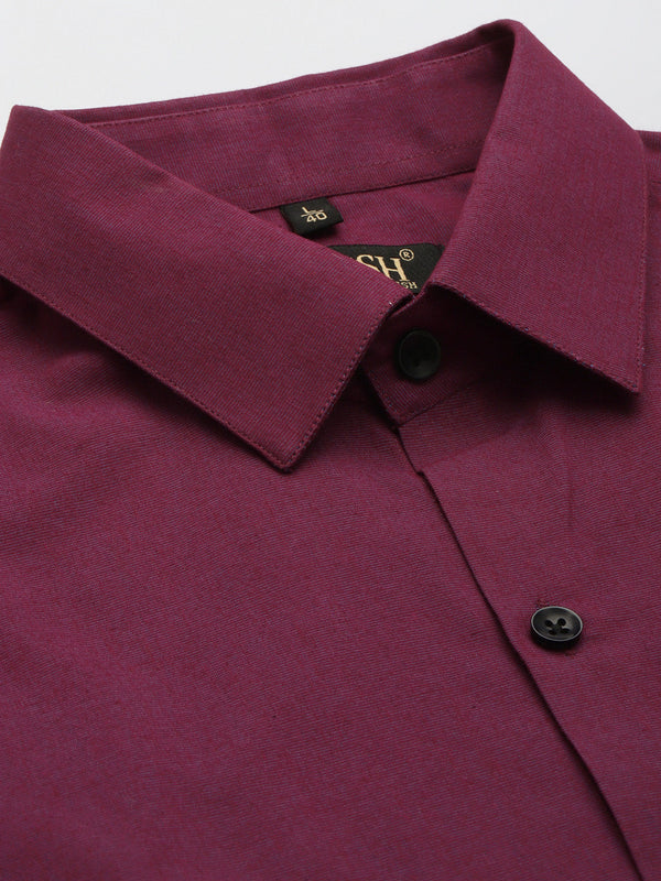Jainish Men's Solid Formal Cotton Shirt ( SF 788Wine ) - Distacart