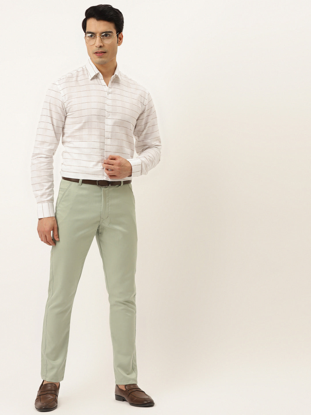 Jainish Men's Formal Cotton Horizontal Striped Shirt ( SF 790White ) - Distacart
