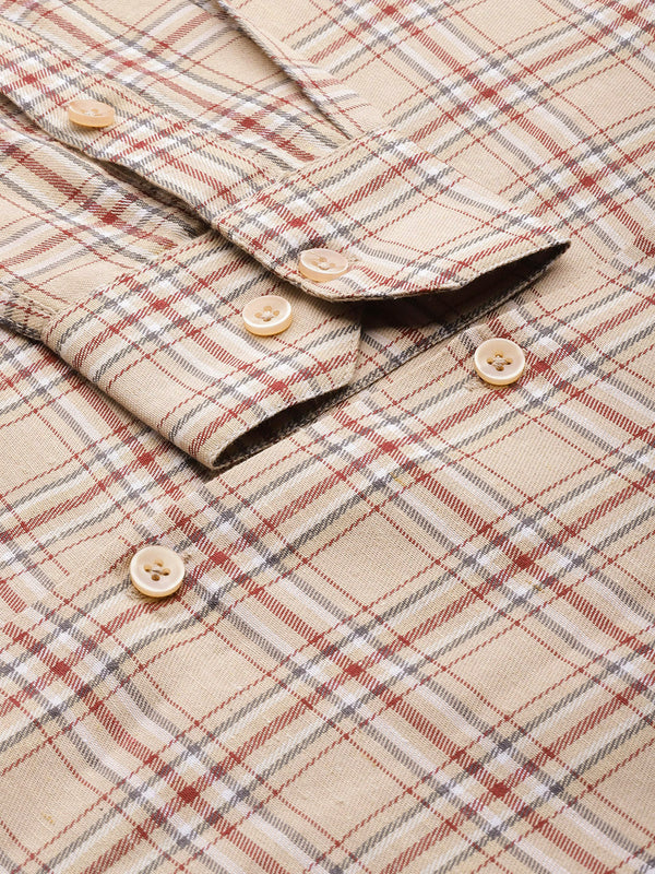 Jainish Men's Cotton Checked Formal Shirts ( SF 791Brown ) - Distacart