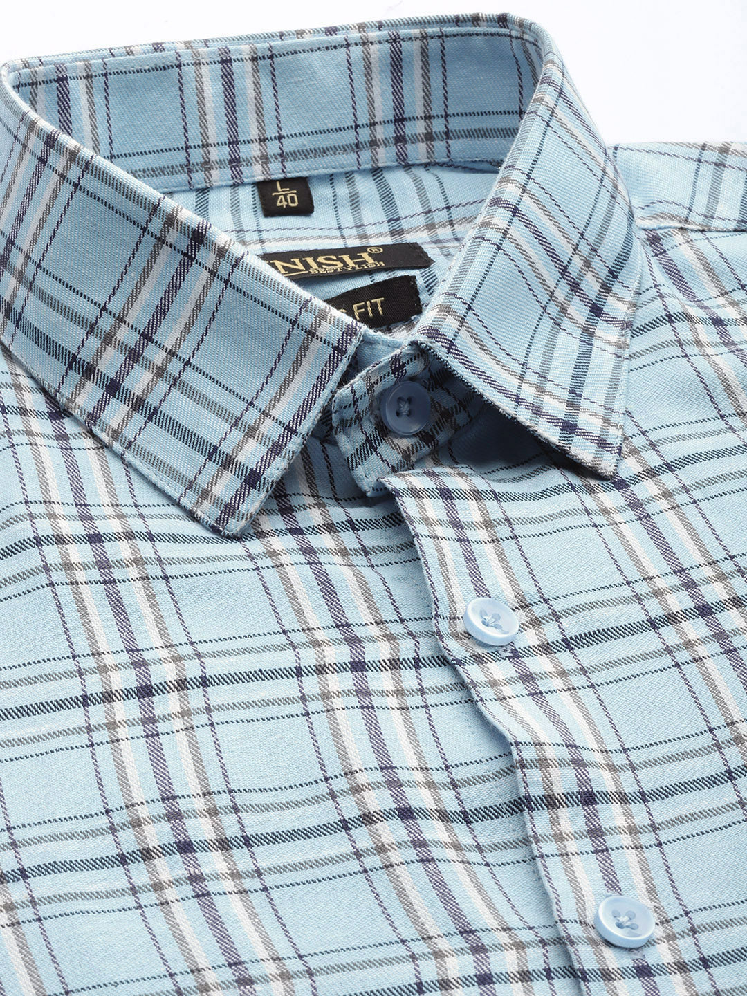 Jainish Men's Cotton Checked Formal Shirts ( SF 791Sky ) - Distacart