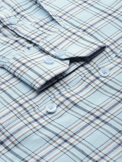 Jainish Men's Cotton Checked Formal Shirts ( SF 791Sky ) - Distacart