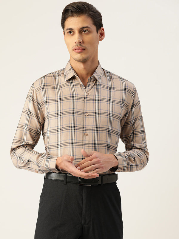 Jainish Men's Cotton Checked Formal Shirts ( SF 793Brown ) - Distacart