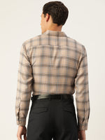 Thumbnail for Jainish Men's Cotton Checked Formal Shirts ( SF 793Brown ) - Distacart