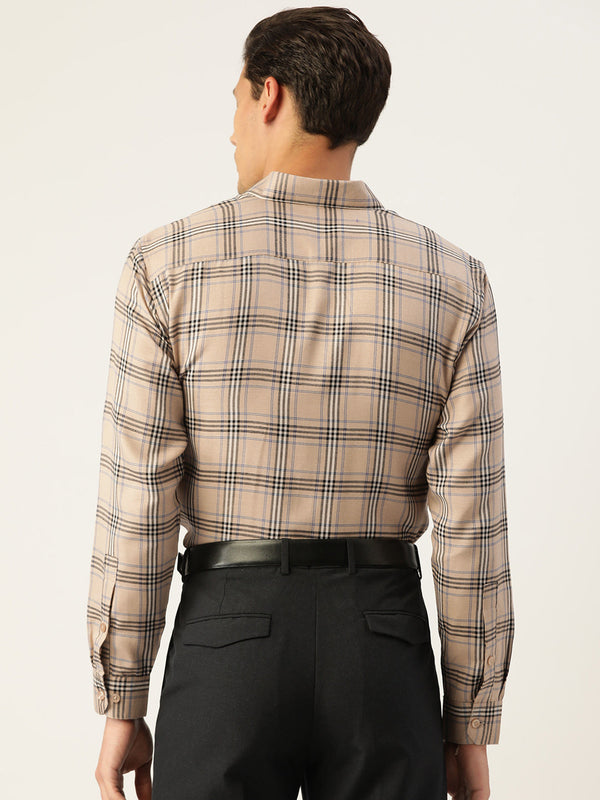 Jainish Men's Cotton Checked Formal Shirts ( SF 793Brown ) - Distacart