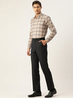 Thumbnail for Jainish Men's Cotton Checked Formal Shirts ( SF 793Brown ) - Distacart