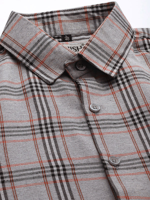 Jainish Men's Cotton Checked Formal Shirts ( SF 793Grey ) - Distacart