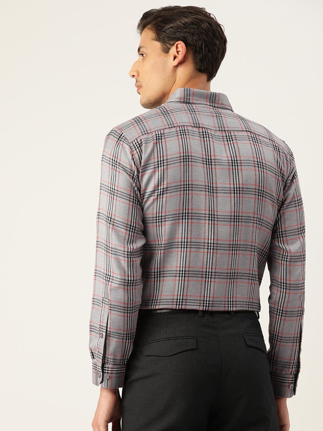 Jainish Men's Cotton Checked Formal Shirts ( SF 793Grey ) - Distacart