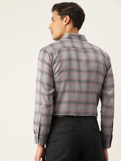 Jainish Men's Cotton Checked Formal Shirts ( SF 793Grey ) - Distacart