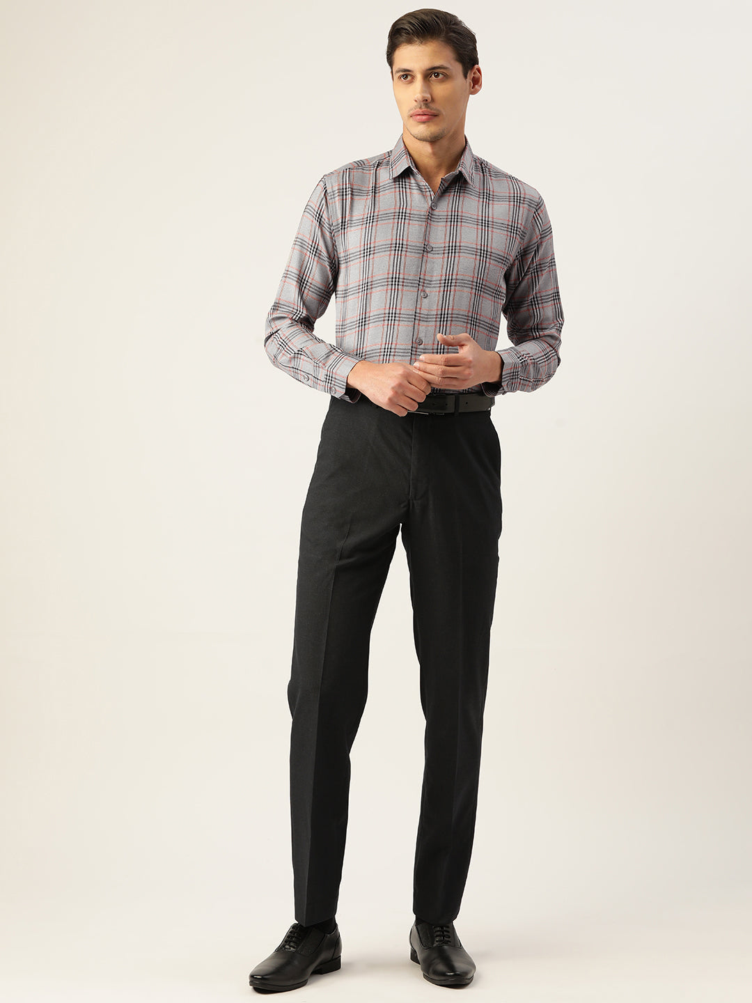 Jainish Men's Cotton Checked Formal Shirts ( SF 793Grey ) - Distacart
