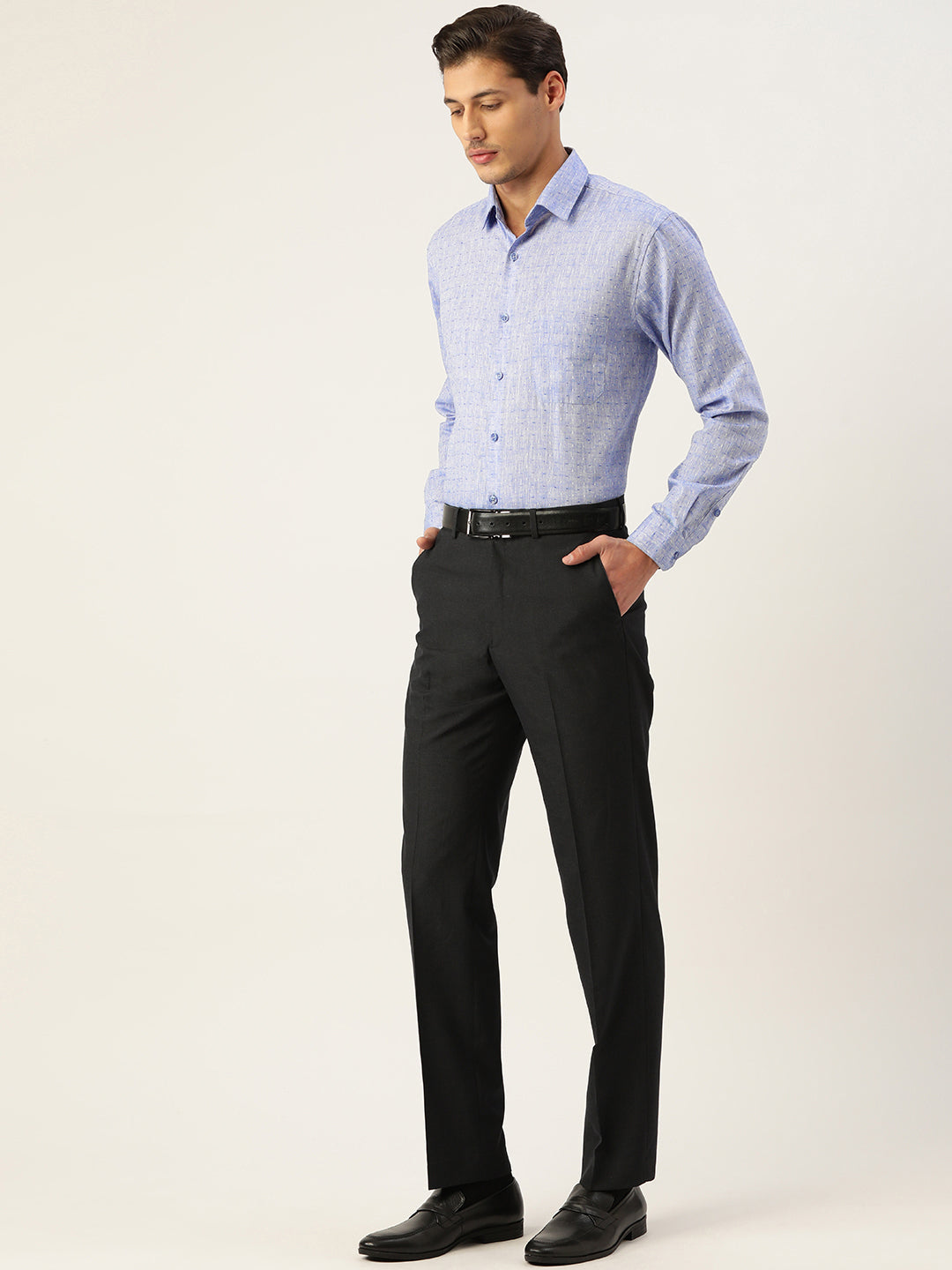 Jainish Men's Linen Cotton Polka Dots Formal Shirts ( SF 794Blue ) - Distacart