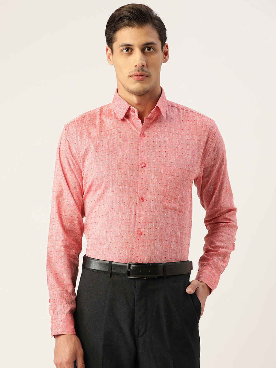 Jainish Men's Linen Cotton Polka Dots Formal Shirts ( SF 794Red ) - Distacart