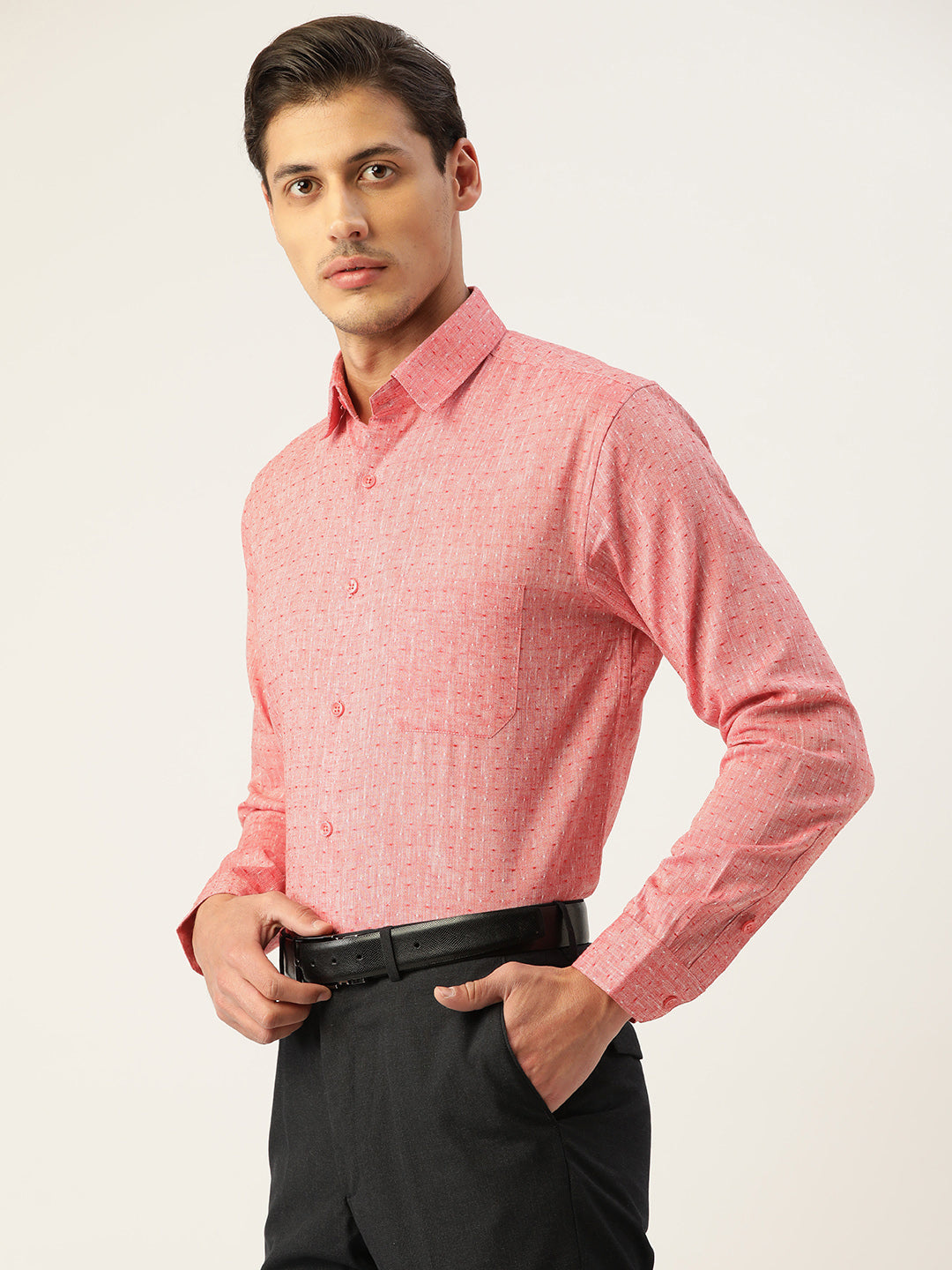 Jainish Men's Linen Cotton Polka Dots Formal Shirts ( SF 794Red ) - Distacart