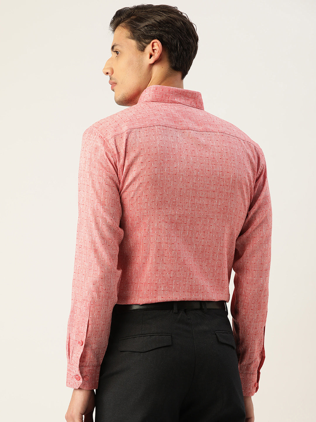 Jainish Men's Linen Cotton Polka Dots Formal Shirts ( SF 794Red ) - Distacart