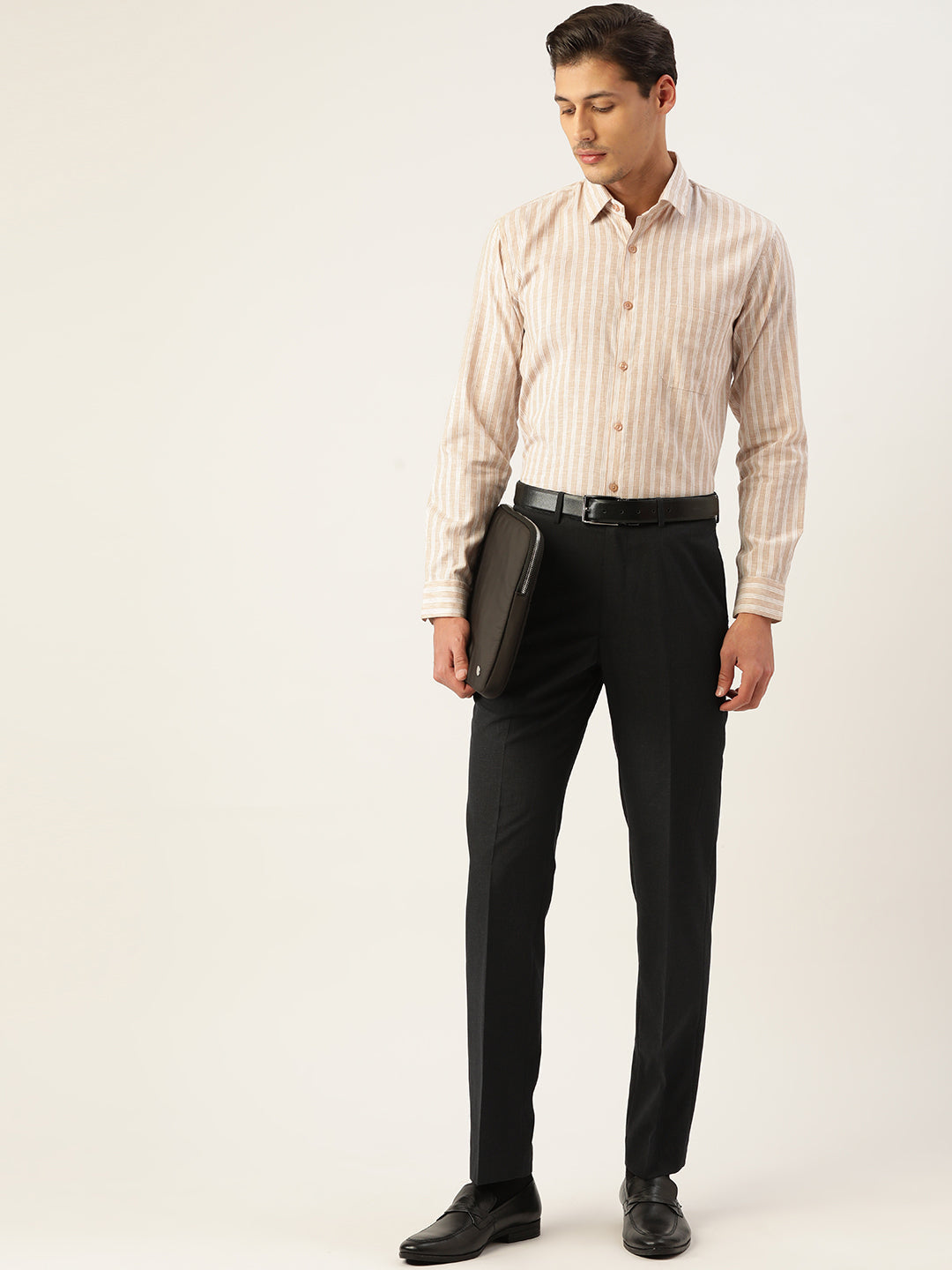 Jainish Men's Cotton Striped Formal Shirts ( SF 795Beige ) - Distacart