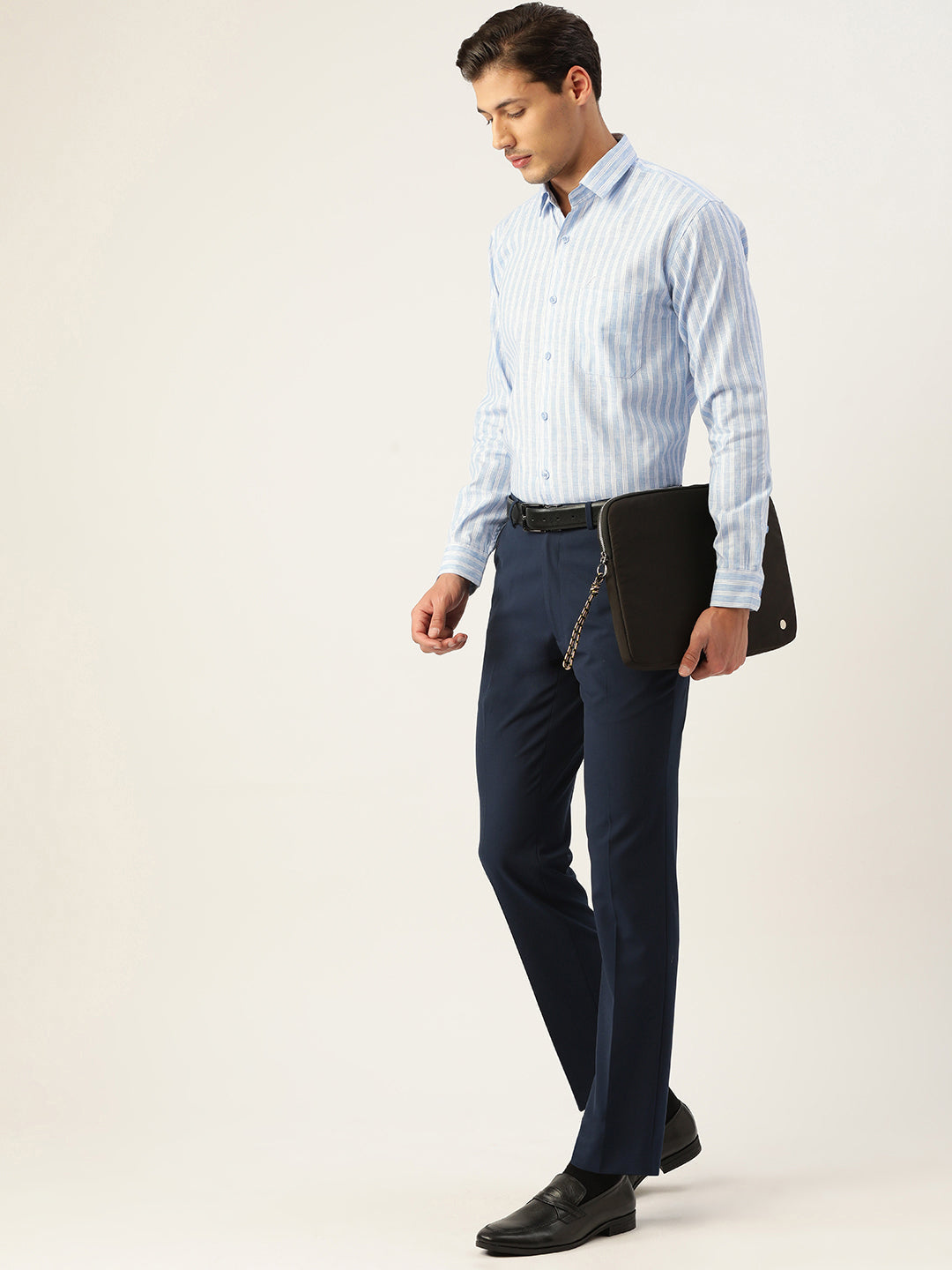 Jainish Men's Cotton Striped Formal Shirts ( SF 795Light-Blue ) - Distacart