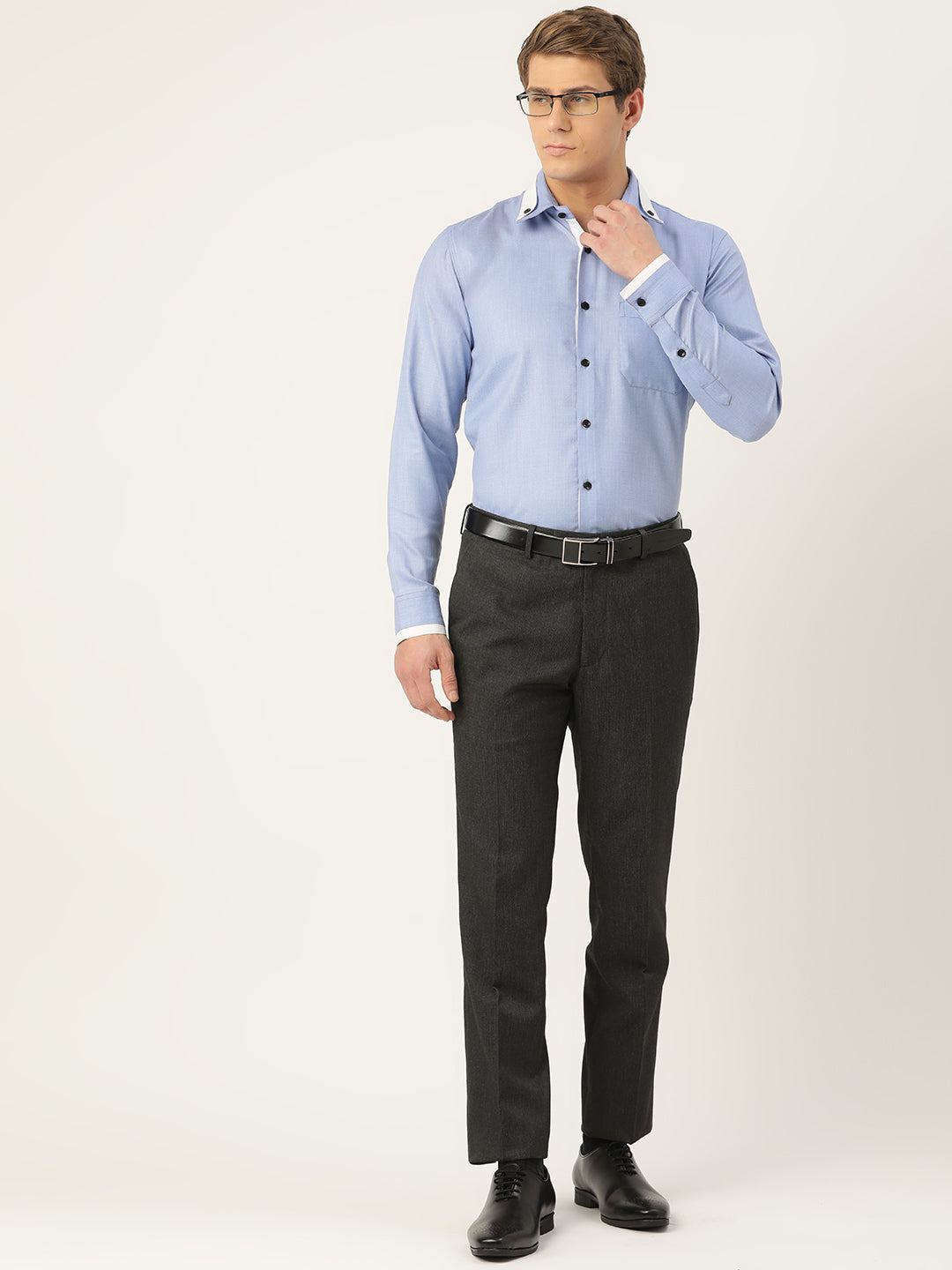 Jainish Men's Cotton Solid Formal Shirts ( SF 796Blue ) - Distacart