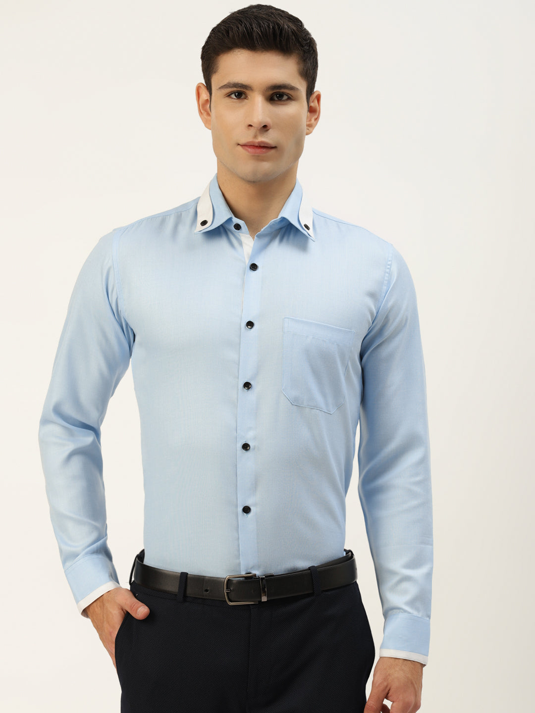 Jainish Men's Cotton Solid Formal Shirts ( SF 796Sky ) - Distacart