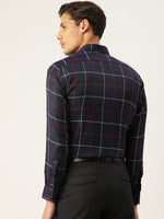 Thumbnail for Jainish Men's Cotton Checked Formal Shirts ( SF 797Navy ) - Distacart