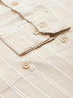 Thumbnail for Jainish Men's Cotton Striped Formal Shirts ( SF 799Cream ) - Distacart
