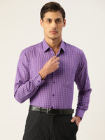Thumbnail for Jainish Men's Cotton Checked Formal Shirts ( SF 800Voilet ) - Distacart
